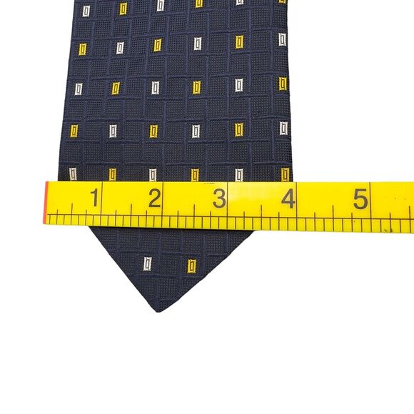Tutto Matto Mens Silk Dress Tie Made in Italy Yellow Geometric Pattern 59 3.75 - Picture 9 of 10